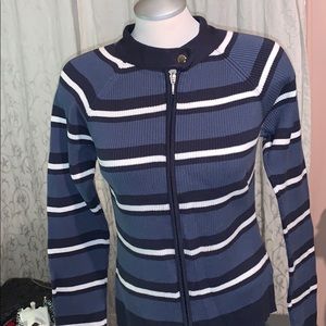 sweater blue,dark blue and white, with zipper